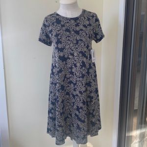 LuLaRoe Carly dress  blue and white/cream NWT